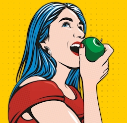 Beautiful Girl Eating An Apple