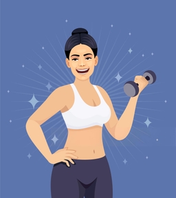 Manage Weight Athletic Woman doing sport exercises with dumbbell.